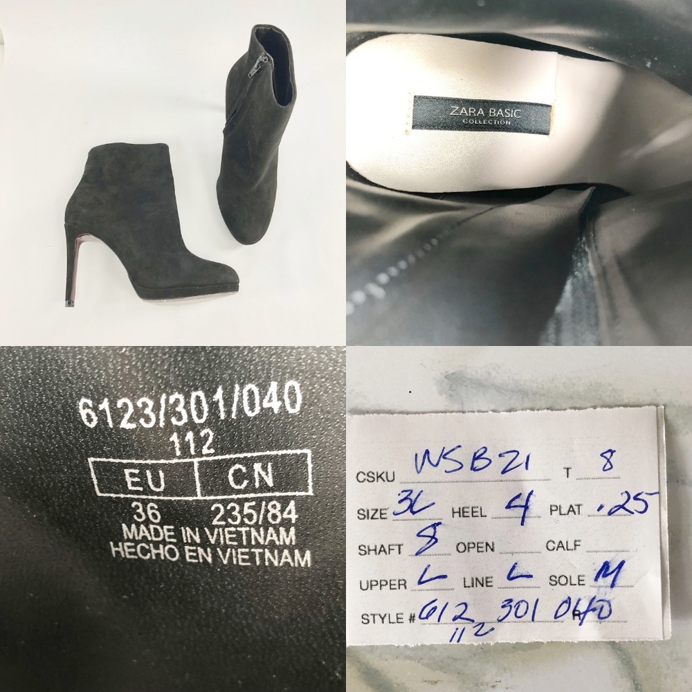 SOLD Zara Suede Leather Stiletto Heel Bootie Loub - Picture 8 of 8